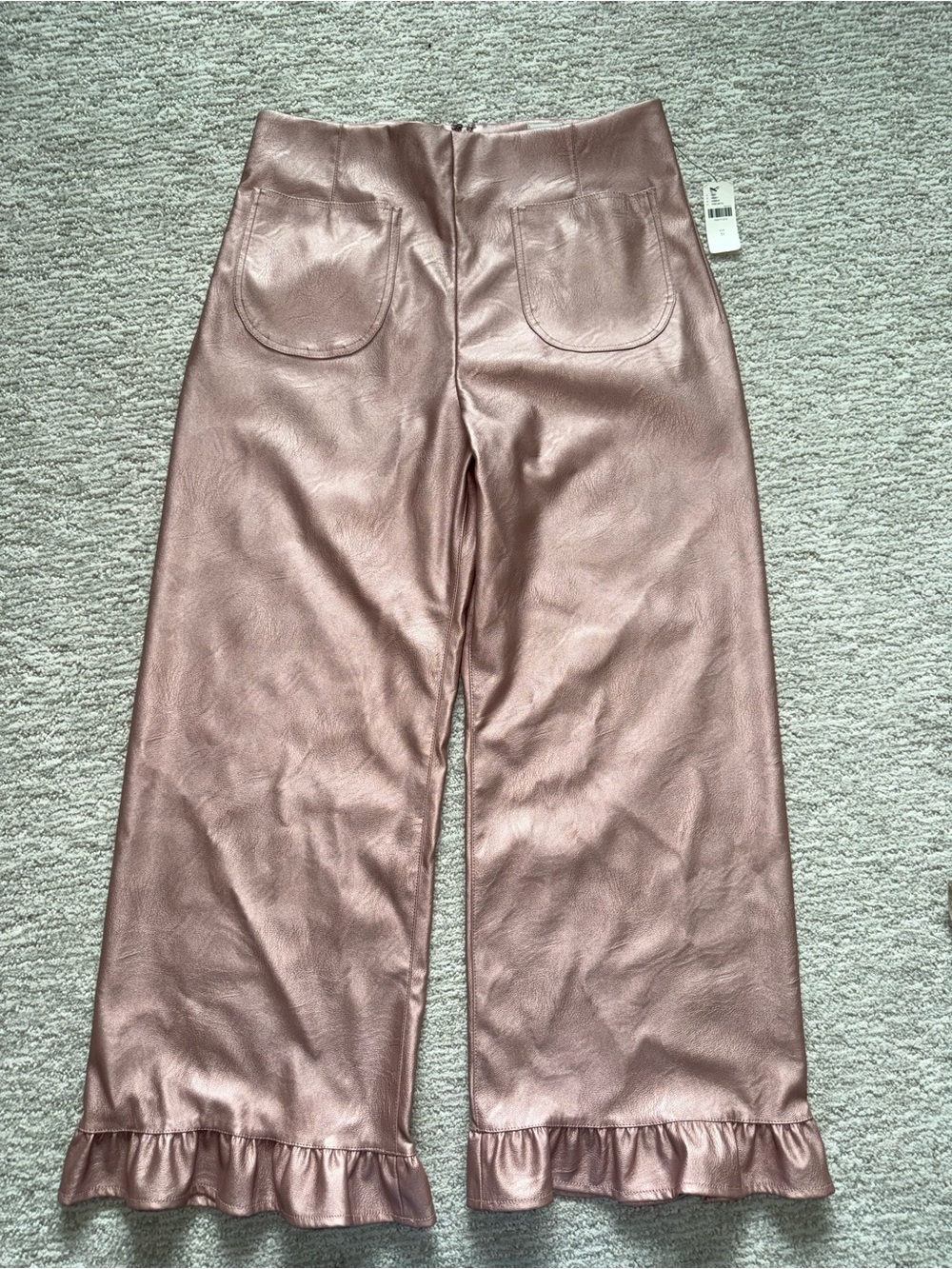NWT Maeve Colette Metallic Ruffle Hem Wide Leg Pants